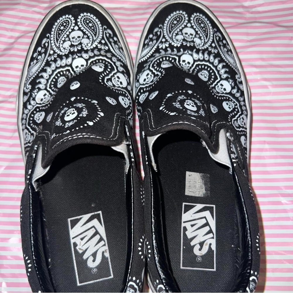 Vans Black and White Slip-On Shoes